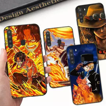 Чехол WD29 One Piece Sabo Ace Black Sofe для Samsung Note 20 Lite S24 Ultra S23 A03 A05 A06 A11 A71 A15 A16 A13 A24 A25 A33 A52 A53 A50 M55 M35 Plus Samsung M55 капри