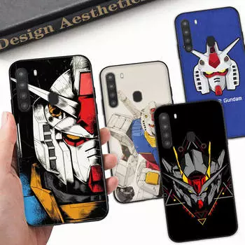 Чехол WD38 Gundam Black Sofe для iPhone 16 15 Plus 14 13 Pro 8 SE XR XS Max P30 Nova 5T Y5P Y6 Y7 Y8P Y9 Realme C30 C33 C31 VIVO Y36 V27 iPhone 5 коричневато-жёлтый