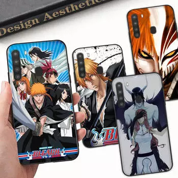 Чехол WD3 Bleach Ichigo Black Sofe для Samsung Note 20 Lite S24 Ultra S23 A03 A05 A06 A11 A71 A15 A16 A13 A24 A25 A33 A52 A53 A50 M55 M35 Plus Samsung S20 Plus кожа буйвола