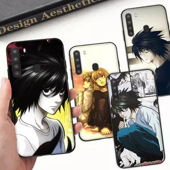 Чехол WD44 Deatn Note L Anime Black Sofe для iPhone 16 15 Plus 14 13 Pro 8 SE XR XS Max P30 Nova 5T Y5P Y6 Y7 Y8P Y9 Realme C30 C33 C31 VIVO Y36 V27 VIVO Y36 5G гагат