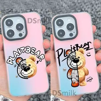 Чехол White Aurora Mechanical Bear для iPhone 15 Pro, совместимый с 14/13/12/11Xs Max, прочный и модный для iPhone xr. iPhone 12