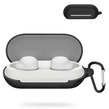 Чехол YAODLE, совместимый с жидким силиконовым чехлом SONY, защитный чехол для Sony, защитный чехол с карабином и возможностью утери крепления чёрный