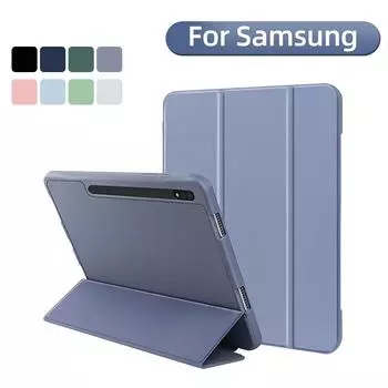 Чехол YurKem для Samsung Galaxy Tab S8 S7 S6 Lite S7 Plus S7 FE S8 Plus S8 Ultra с лотком для перьев, флип-чехол для планшета с автоматическим пробуждением и сном S6 Lite 10.4 inch 2022 чёрный
