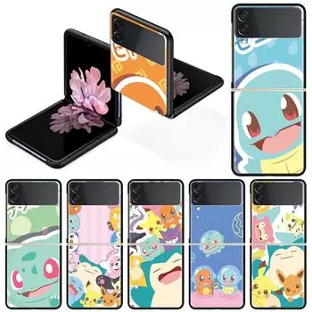Чехол Z Flip 3 для Samsung Galaxy Z Flip 3 5G, черный, жесткий, роскошный, для телефона, защита от падений, модный чехол для ПК, милый покемон EEvee Samsung Z Flip 3 5G