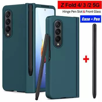 Чехол Z Fold 4 с ручкой для Samsung Galaxy Z Fold 4 5g, чехол на петлях, слот для сенсорной ручки, стекло для экрана, чехол для Galaxy Z Fold 2, 3, 4 For Galaxy Z Fold 4
