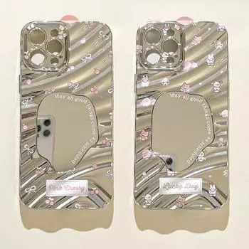 Чехол-зеркало для макияжа для iPhone 11 13 16 Pro Max iPhone 14 15 12 13 Pro Max 16 Plus 13 Pro Samsung A55 A54 A15 A12 A52S A34 A14 A30S A53 A52 A50 iPhone11 потир серебряный