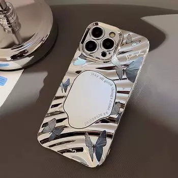 Чехол-зеркало для макияжа для iPhone 11 13 16 Pro Max iPhone 14 15 12 13 Pro Max 16 Plus 13 Pro Samsung A55 A54 A15 A12 A52S A34 A14 A30S A53 A52 A50 iPhone11 потир серебряный