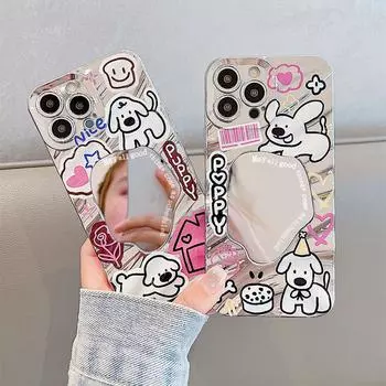 Чехол-зеркало для макияжа для iPhone 11 13 16 Pro Max iPhone 14 15 12 13 Pro Max 16 Plus 13 Pro Samsung A55 A54 A15 A12 A52S A34 A14 A30S A53 A52 A50 iPhone11 серебряный