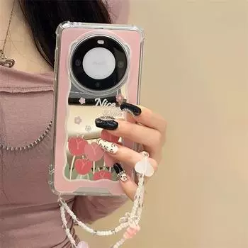 Чехол-зеркало Huawei Mate 60 Pro с браслетом для Mate 50/40, P60/50 Защитный чехол Huawei Mate 50 Pro