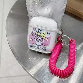 Чехол Zhitai Cartoon Bluetooth AirPods Pro 2/3 Gen: Прозрачный чехол со шнурком AirPods 3