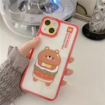 Чехол Zhitai Cartoon Hamburger Bear для iPhone 15 Pro Max, 14, Xs, Xr - дизайн «глаза ангела». iPhone 7/8