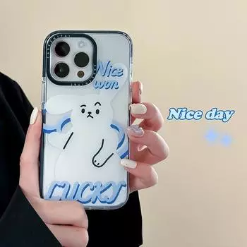 Чехол Zhitai Cartoon iPhone 15 для Apple, двухцветный черный/круглый дизайн, подходит для моделей 11/14/Pro Max iPhone 14 Plus