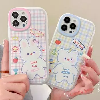 Чехол Zhitai Cute Cartoon Rabbit для iPhone 13/14/15 Pro Max XS/XR/7/8 с дизайном больших глаз iPhone 12