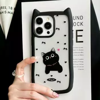 Чехол Zhitai для iPhone 12-15 Pro Max с кошачьими ушками: Забавный защитный чехол для Apple iPhone 15 Pro Max