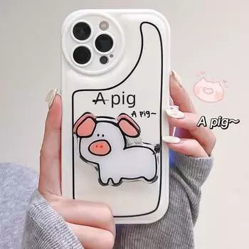 Чехол Zhitai для iPhone 15 Pro Max/14/13 с мультяшным принтом и кронштейном. iPhone XR