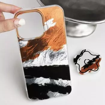 Чехол Zhitai Glacier Pattern для iPhone 16, 15 Pro Max, 14 Pro, 13, 12, 11 с кронштейном. iPhone 15 Pro Max