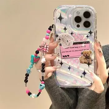 Чехол Zhitai Laser Paper с браслетом для iPhone 14 Pro, 13 Pro Max, 12/11/13 и Apple 15. 7PLUS/8PLUS