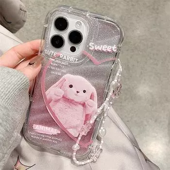 Чехол Zhitai Pink для Apple iPhone 15 Pro с ремешком на запястье, совместим с iPhone 14/12/11 и Vivo. iPhone 13 Pro Max