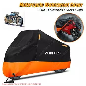 Чехол Zontes водонепроницаемый для мотоцикла Zontes G1 125 ZT125 G1 ZT125U ZT 125 U ZT 310X, чехол от пыли и дождя со светоотражающей полосой XL оранжевый