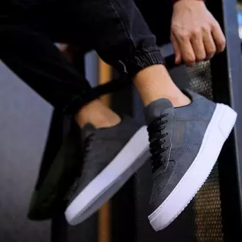 Chekich Мужская обувь Антрацитовый цвет Не кожаные шнурки Весна Осень Сезоны Кроссовки Повседневная Удобная Серый Мода Повседневные Офис Рабочий Спорт CH087