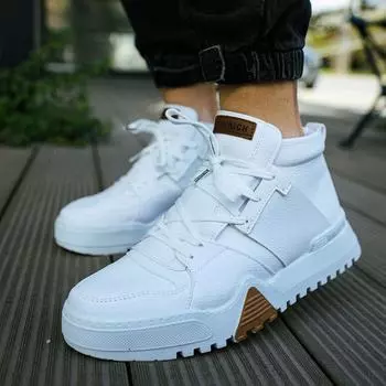 Chekich Мужская обувь Ботинки Белые Смешанные цвета Искусственная кожа на шнуровке Весна и осень Повседневная Модная мода для скейтборда с высоким берцем Новое поступление CH057