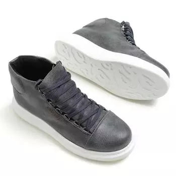 Chekich Мужская обувь Ботинки Искусственная кожа антрацитового цвета Весна-Осень Сезоны на шнуровке Белая Швейная подошва Трендовые кроссовки до щиколотки Свадебные CH258