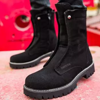 Chekich Мужская обувь Ботинки Замшевые черные зимние сезонные туфли без шнуровки Модная уличная обувь высокого качества, удобная, итальянская, в мужском стиле, новинка CH027