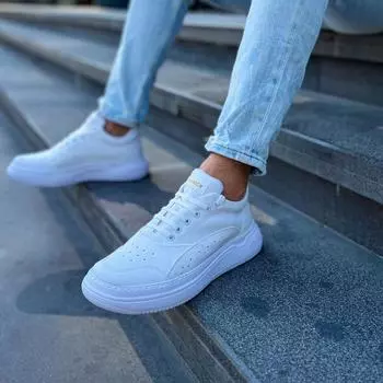 Chekich Мужская обувь Кроссовки белого цвета на шнуровке Летний сезон Дышащий Повседневный Повседневный на высокой подошве Белая Швейная обувь Костюмы Офис Свадьба CH115