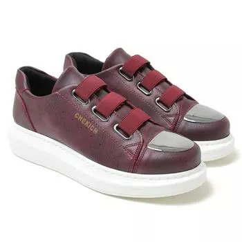 Chekich Мужская обувь Кроссовки Бордовый Красный Цвет Резинка Закрытие Искусственная Кожа Осенний Сезон Мода Свадьба Офис Дышащий Удобный CH251