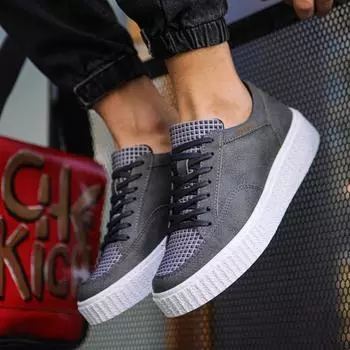 Chekich Мужская обувь Кроссовки Обувь Антрацитовые кроссовки из искусственной кожи для мужчин Осень и весна Легкие офисные однотонные повседневные кроссовки для бега CH017