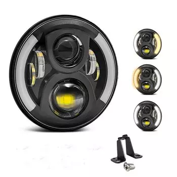 Chelhead Honda 7-дюймовая светодиодная фара для мотоцикла HONDA, переключающаяся на мотоцикл Hornet Honda CB series, черная, желтая/белая VTR250/600 и т. д.. (с кольцом)… чёрный