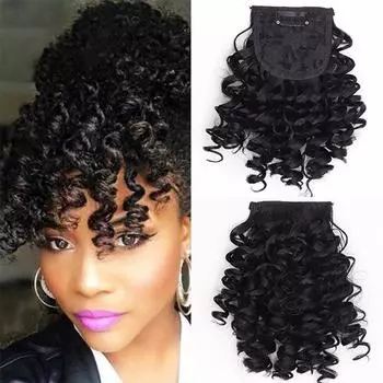 Челка MERISIHAIR Синтетическая матовая термостойкая вьющаяся челка на заколке для волос Коричневые, золотистые, можно подстричь челку для женщин