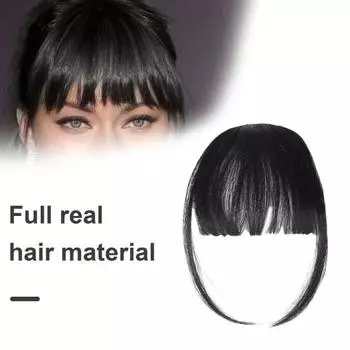 Челка с заколкой в виде крыла для наращивания волос, мягкие натуральные прямые противоскользящие многоразовые темно-коричневые тонкие челки с бахромой, женские нарядные шиньоны