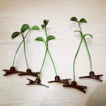 Челка, заколка в виде утконоса, заколки для волос с растениями, боковые заколки для волос с ростками фасоли, забавные головные уборы, декоративные вечерние заколки для волос