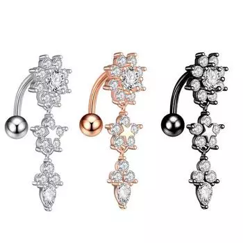 Человеческие проколы из нержавеющей стали, пупочные украшения, ювелирные изделия, капли воды и пупок, ногти на животе