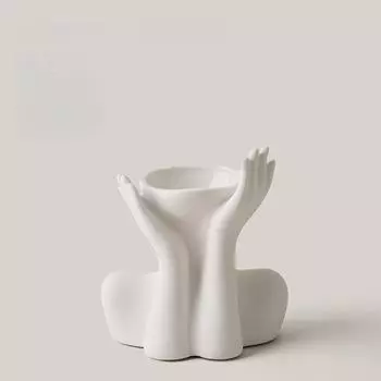 Человеческое тело, женская голова, ваза, маленькая ваза для цветов, современная белая керамическая ваза для сада, дома, гостиной, стола, художественная статуя, декор для дома и улицы 12.5cm белый