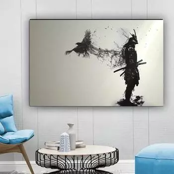 Человек-самурай, простой настенный художественный принт, постеры, звериные чернила, холст, картина, фреска для гостиной, спальни, домашние фотографии, украшение, Куадрос 21x30cm No Frame белый