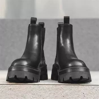 Ботинки челси мужские на толстой подошве дымчатые модные средние корейские ботинки Martin 28291-J 38 чёрный