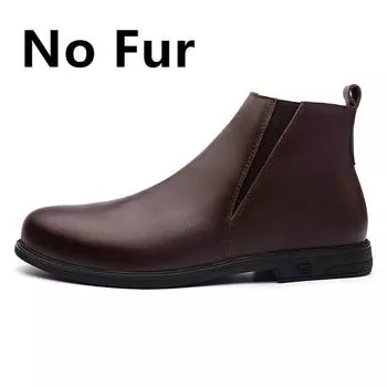 Chelsea Winter Black Mens Boots Натуральная кожа Офисные ботинки Модная дизайнерская обувь Мужская теплая зимняя обувь без застежек из коровьей кожи 46