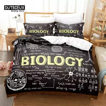 Chemical Element Bedding Set, 3Pcs Duvet Cover Set, Soft Comfortable Breathable Duvet Cover, For Bedroom Guest Room Decor 150x200cm 3pcs