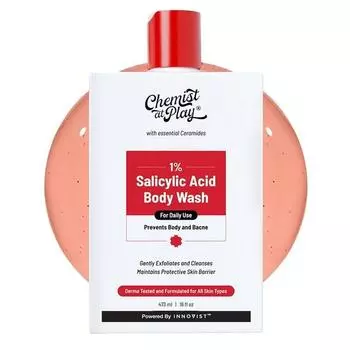 Chemist at Play 1% салициловая кислота гель для душа 473 мл | Без парабенов и SLS | Предотвращает появление прыщей на теле, неровностей кожи | Для мужчин и женщин