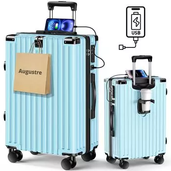 Чемодан Carry Carry Double 360 Degree с застежкой-молнией TSA для деловых поездок M [Augustre], ручная кладь, сверхлегкий, большой, легкий,