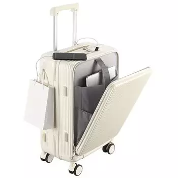 Чемодан Carry Suitcase Ultra включает USB S Large Business White [MULARDA] Футляр с передним открыванием, для ручной клади, ударопрочный, легкий, порт, размер, вместимость, 1-3