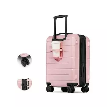 Чемодан для переноски с фиксатором для стакана 360 градусов, двойной держатель YKK TSA Hidden Study [KYME], легкий, для ручной клади, в комплекте, бесшумный, вращение, ролики,