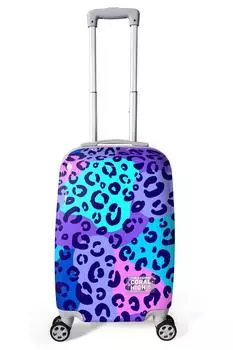 Чемодан для ручной клади кораллового цвета с леопардовым узором (50см) 16542