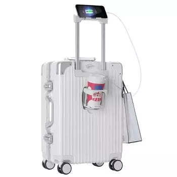 Чемодан с чашкой для переноски мобильного телефона USB-портом, алюминиевый замок TSA для путешествий, деловых поездок [Tornale] Держатель, чехол, подставка, порт, зарядка, сумка, рамка,