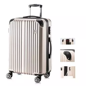 Чемодан с функцией расширения, большой, на молнии, с поворотом на 360 градусов, деловой, S 55 37 22 см [DIKA], ручная кладь, сверхлегкий, вместимость,