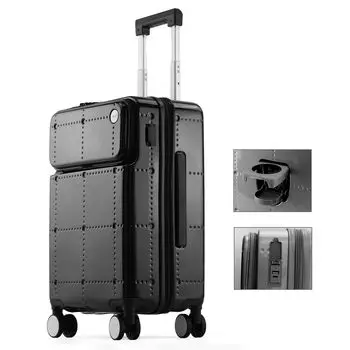 Чемодан с открытым верхом, USB-зарядка, многофункциональная алюминиевая рама, замок TSA, двойные ролики, мода [Oritatanda] ручная кладь (Размер S/1-3