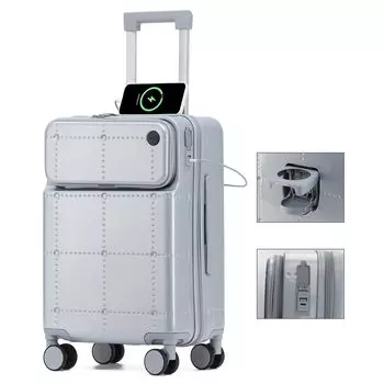 Чемодан с открытым верхом, USB-зарядка, многофункциональная алюминиевая рама, замок TSA, двойные ролики, мода [Oritatanda] ручная кладь (Размер S/1-3