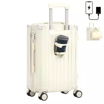 Чемодан с USB-портом Поддерживает комфортные поездки с различными функциями Подстаканник Функция крючка Вместимость Легкость Внутренние рейсы